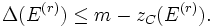 \Delta(E^{(r)})\le m-z_C(E^{(r)}).