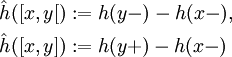 \begin{align}
  \hat h([x,y[)&amp;amp;:=h(y-)-h(x-),\\
  \hat h([x,y])&amp;amp;:=h(y+)-h(x-)
\end{align}