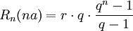 R_n(na)=r\cdot q\cdot\frac{q^n-1}{q-1}