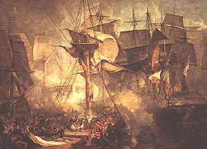 Gemälde der Schlacht von Trafalgar von William Turner