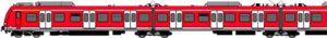 Schematische Seitenansicht eines S-Bahn Triebwagens der Baureihe 423