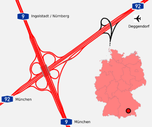 Übersichtskarte Autobahnkreuz Neufahrn