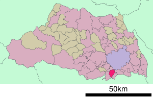 Lage Asakas in der Präfektur