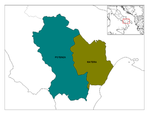 Die Provinzen der Region Basilikata