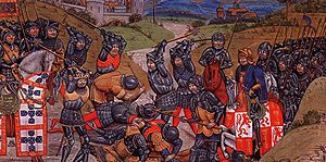 Die Schlacht von Aljubarrota; links die siegreichen Portugiesen
