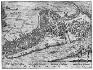 Die Schlacht von Jemmingen, dargestellt von Frans Hogenberg