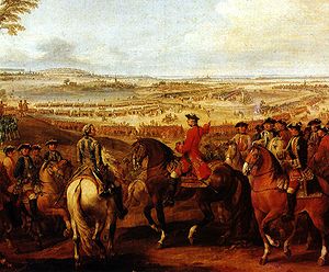 Die Schlacht bei Lauffeldt, im Vordergrund Marschall Moritz von Sachsen. Gemälde von Pierre Lenfant