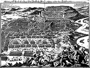 Zeitgenössische Darstellung der Schlacht bei Slankamen (1702)
