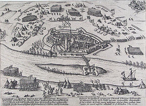 Die Belagerung von 1598, Kupferstich von Frans Hogenberg