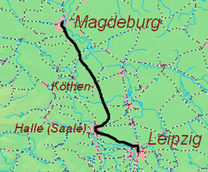 Strecke der Bahnstrecke Magdeburg–Leipzig