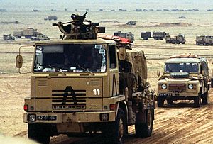 British Army convoy during the Gulf War cropped to highlight Bedford TM Truck.JPEG