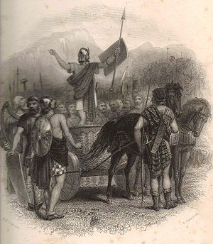 Calgacus ruft seine Krieger zur Schlacht am Mons Graupius auf