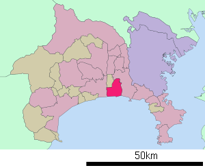 Lage Chigasakis in der Präfektur