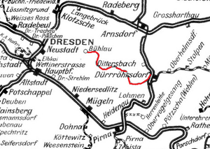 Strecke der Bahnstrecke Dürrröhrsdorf–Weißig