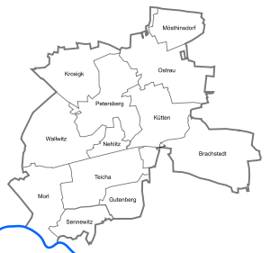 Districts of the municipality Petersberg (Saalekreis).svg