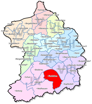 Lage von Fischlaken im Stadtbezirk IX Werden/Kettwig/Bredeney
