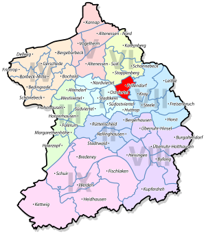 Lage von Frillendorf im Stadtbezirk I Stadtmitte/Frillendorf/Huttrop
