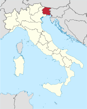 Karte Italiens, Friaul-Julisch Venetien hervorgehoben