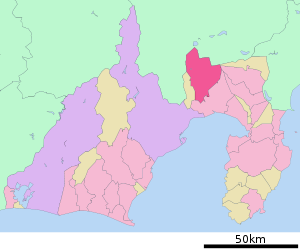 Lage Fujinomiyas in der Präfektur