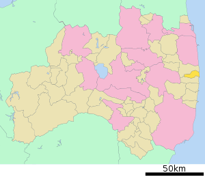 Lage Futabas in der Präfektur