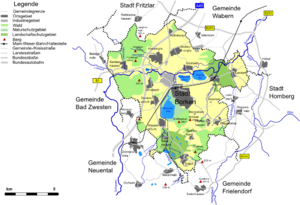 Karte des Gemeindegebiets von Borken (Hessen)