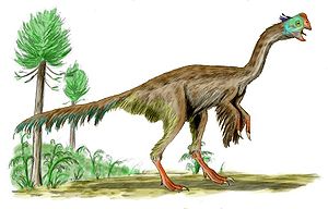 Lebendrektonstruktion von Gigantoraptor, einem Oviraptosaurier