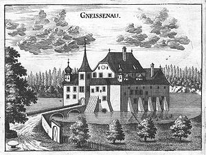 Schloss Gneisenau um 1674, Stich von G.M.Vischer