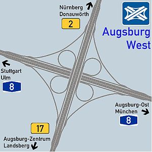 Übersichtskarte Kreuz Augsburg-West