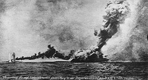 Explosion des Schlachtkreuzers HMS Queen Mary