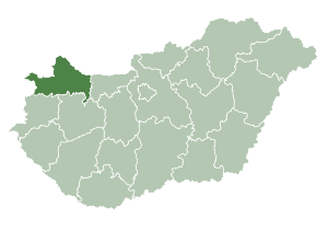 Lage des Komitats Komitat Győr-Moson-Sopron  in Ungarn (anklickbare Karte)