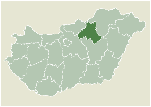 Lage des Komitats Komitat Heves  in Ungarn (anklickbare Karte)