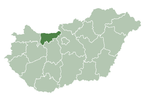 Lage des Komitats Komitat Komárom-Esztergom  in Ungarn (anklickbare Karte)