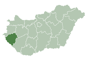 Lage des Komitats Komitat Zala  in Ungarn (anklickbare Karte)