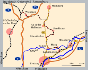 Strecke der Hallertauer Lokalbahn
