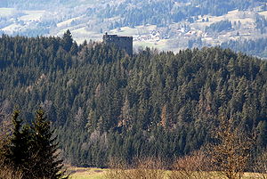 Burgruine Hardegg, gesehen von Eberdorf