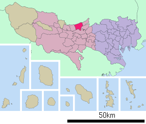 Lage Higashimurayamas in der Präfektur