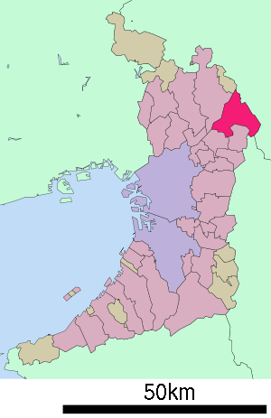Lage Hirakatas in der Präfektur