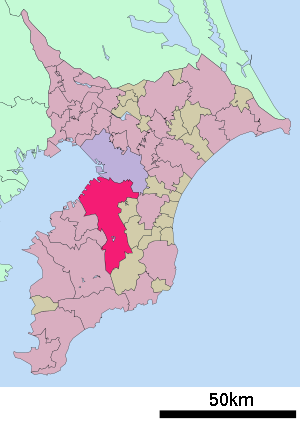 Lage Ichiharas in der Präfektur