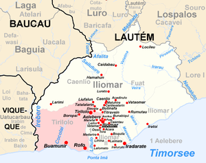 Der Suco Iliomar I liegt im Südosten des Subdistrikts Iliomar. Der Ort ILiomar reicht im Westen bis in die Nachbarsucos Aelebere und Iliomar II.