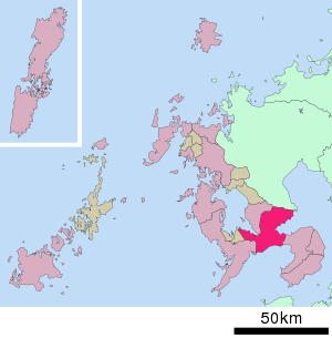 Lage Isahayas in der Präfektur