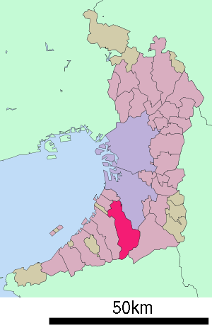 Lage Izumis in der Präfektur