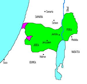Reich der Hasmonäer unter Simon, grün die Situation 143 v. Chr.