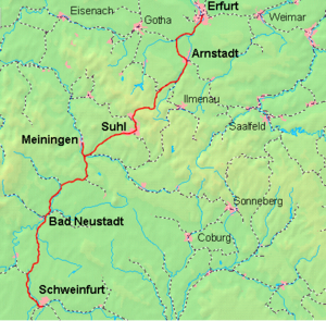 Strecke der Bahnstrecke Schweinfurt–Meiningen