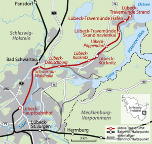 Karte Bahnstrecke Lübeck-Lübeck-Travemünde Strand.png