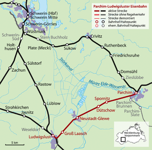 Strecke der Bahnstrecke Parchim–Ludwigslust