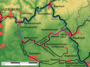 Strecke der Bahnstrecke Meckesheim–Neckarelz