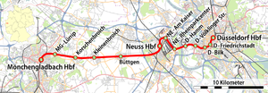 Strecke der Bahnstrecke Mönchengladbach–Düsseldorf