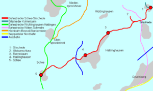 Strecke der Bahnstrecke Schee–Silschede