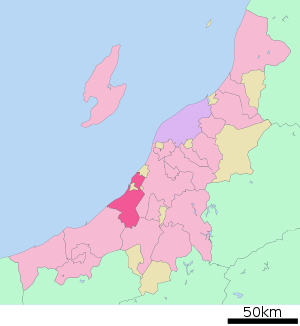 Lage Kashiwazakis in der Präfektur