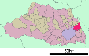 Lage Kasukabes in der Präfektur
